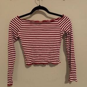 Red striped crop top